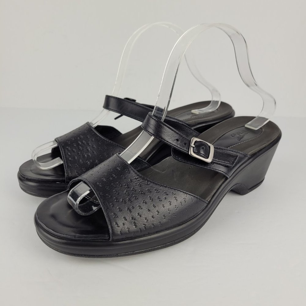 Dansko Annabel Black Textured Leather Double Strap Slide Sandal EU 41/US 10.5-11 - Picture 6 of 12